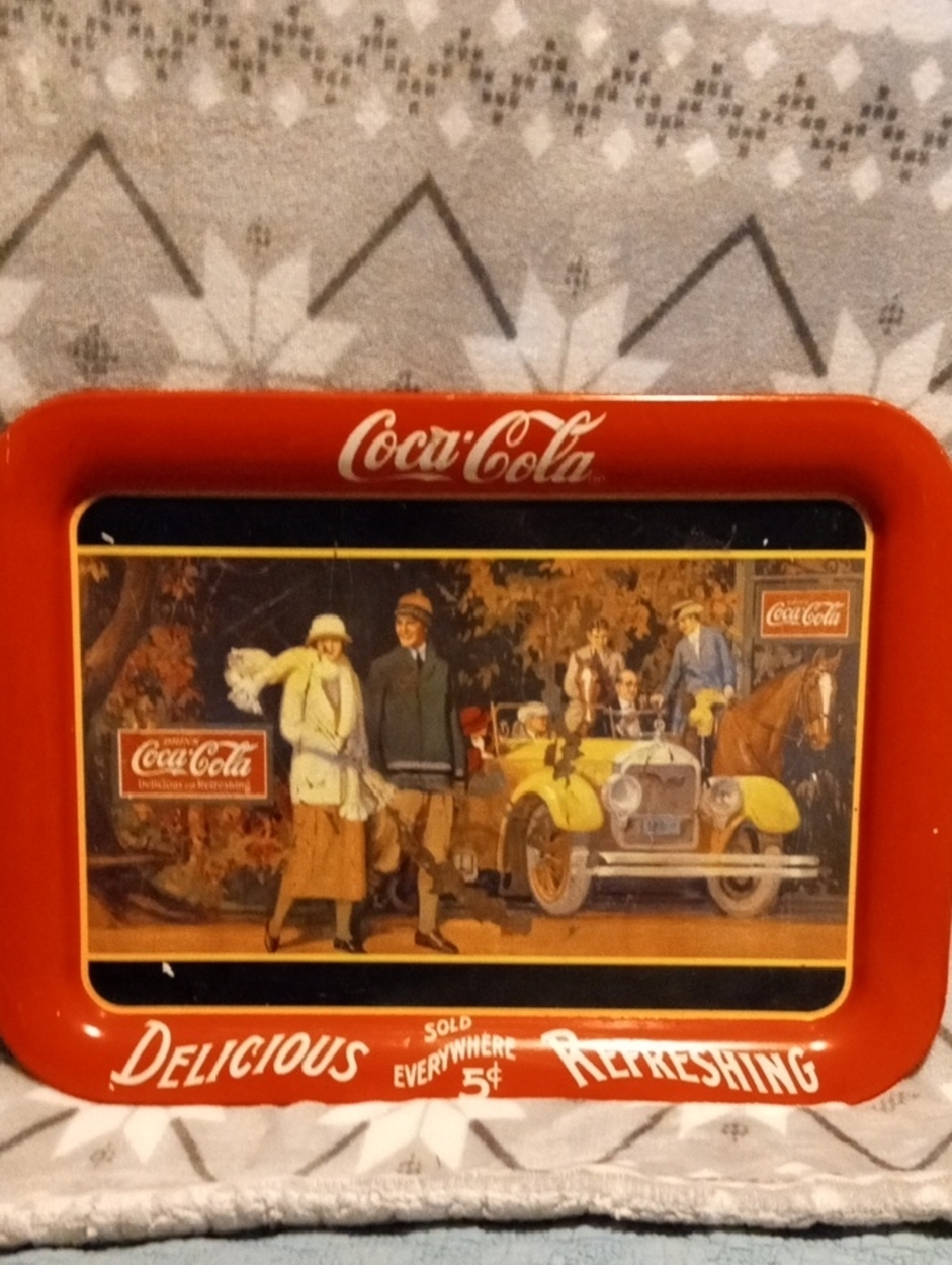 Coca-Cola Vintage Red Serving Tray with Classic Illustration